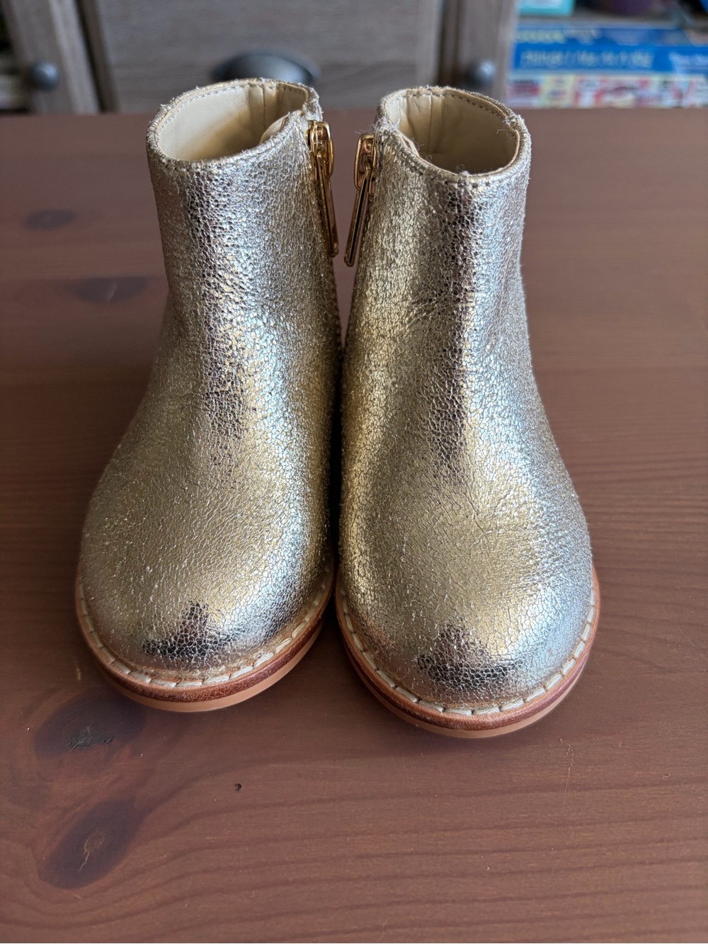 Janie and Jack Metallic Gold Zip Ankle Boots